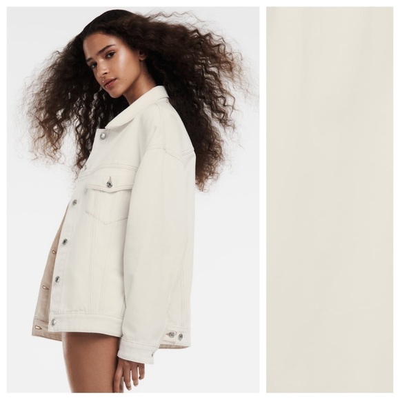 NWT. Zara Ecru Denim Oversized Collared Jacket. Size M-L. - Picture 4 of 11